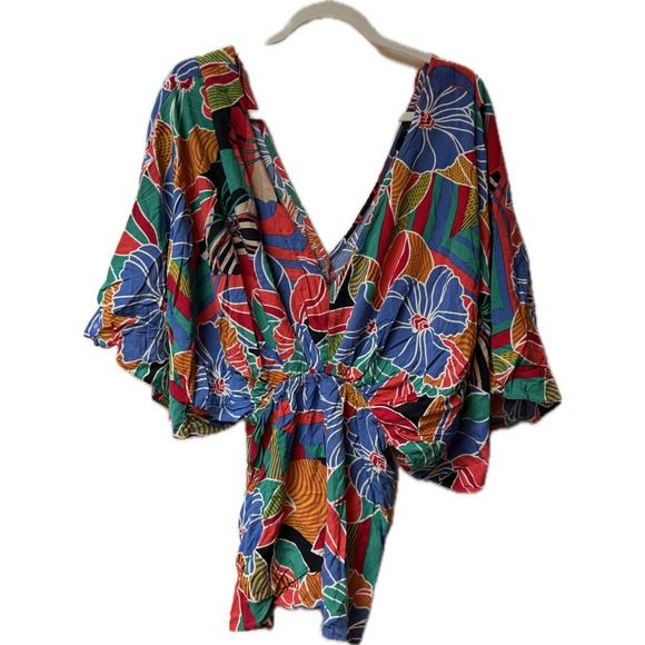 Aakaa Other - Aakaa Tropical Print Vacation‎ Resort Beach Romper Swim Coverup Women's Sz S